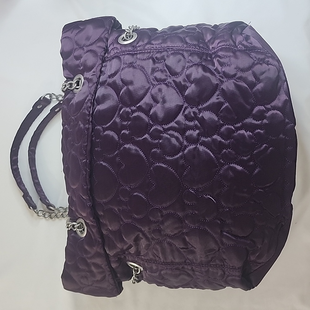 EUC Disney Parks Purple Sateen Snap Closure Double Chain Handle Tote Pur…